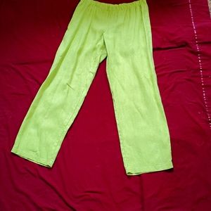 Lime Green 100% Linen Pants